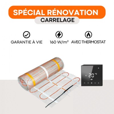 Kit plancher électrique sous carrelage - Thermostat - 160W/m²