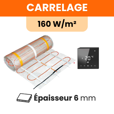 Kit plancher électrique sous carrelage - Thermostat - 160W/m²