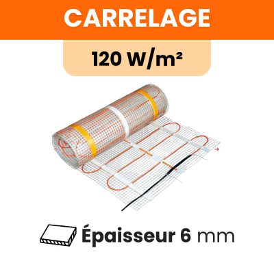 Plancher chauffant électrique sous carrelage - 120 W/m²